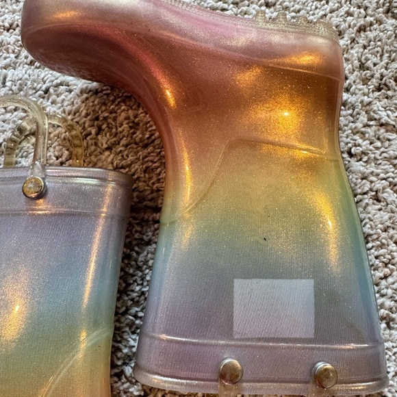 Girls rainboots rainbow rainboots Iridescent Glitter Rain Boots size 6 - Picture 7 of 12